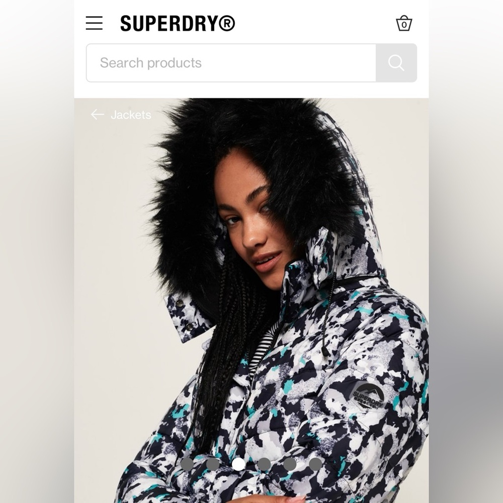 Superdry Fuji Slim 3 in 1 Jacket, U.S. Sz 6 Puffer in white, mint, black, w/fur